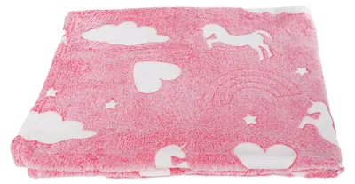 Immagine prodotto di Coperta in pile con motivo unicorno, effetto luminescente, 100x150 cm, rosa