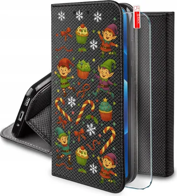 Immagine prodotto di Custodia per Motorola Moto G54 5G|Power Edition MAGNET CHRISTMAS CASE + GLASS