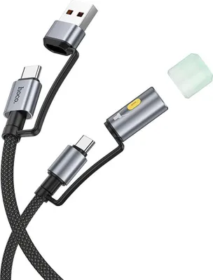 Image de Câble tout-en-un USB A / USB C vers USB C / LED Light Hoco 3A 60W 1,2 m U138 noir