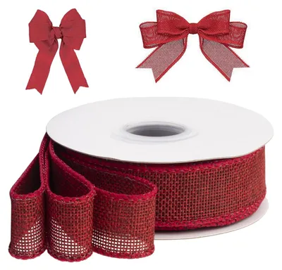 Juteband mit Draht, rot, 4 cm x 10 m – Dekoband für Schleifen