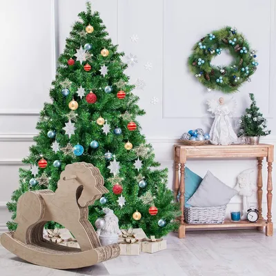 Produktbild von Klassischer Weihnachtsbaum 180cm grün, Künstlicher Tannenbaum Christbaum mit Verdickten 1000 Spitzen PVC Nadeln und Metallständer, Weihnachtsdekoration Christmas Tree