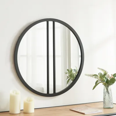 Obrázok produktu pre Nástenné zrkadlo "Suomussalmi" s rámom MDF Ø 60 cm čierne
