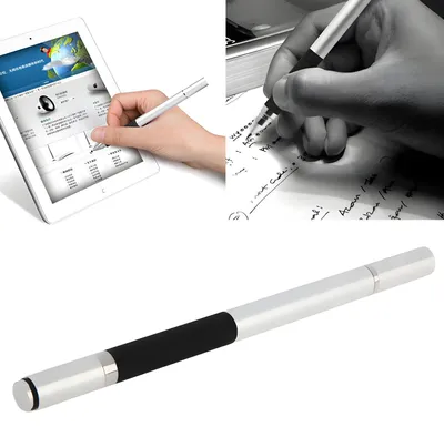 Image de subtel stylo à bille et stylet couleur argent pour écran tactile 2 en 1 avec pointes à disque compatible avec iPad, iPhone, Samsung, Kindle Fire et autres appareils tactiles