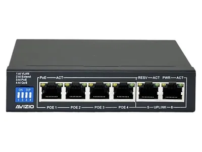 Immagine prodotto di Switch AVIZIO 4x RJ45 PoE 1Gb/s + 2x RJ45 Uplink 1Gb/s