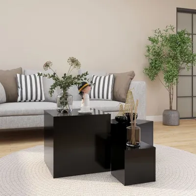 Produktbild von vidaXL Bočné stoly 3 ks Čierny drevený materiál