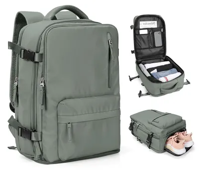 Image de Sac à dos cabine, dimensions 45 x 36 x 20 cm, sac à dos pour ordinateur portable avec port de charge et compartiment à chaussures
