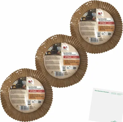 Produktbild von Backpapier für Heißluftfritteusen 3er Pack (3x Packung mit 25Stk, ⌀16cm) + usy Block