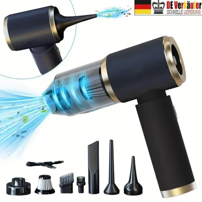 Produktbild von Kabelloser 4in1 Handstaubsauger 13000Pa, Nass- & Trockenfunktion, USB wiederaufladbar, für Auto, Büro & Zuhause, mit Blasfunktion und Zubehördüsen