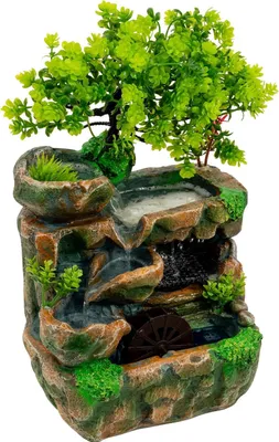 Image de Fontaine d'intérieur - Cascade - Éclairage LED - Résine - Prise UE - CA 220-240 V 50-60 Hz - Dimensions 18 × 15 × 30 cm - Multicolore
