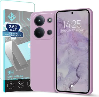 Produktbild von Hülle für Xiaomi Redmi 15C mit 9H Displayglas Displayschutz Case Cover Bumper Smartphone Softgrip Schutzhülle Farbe: Lila