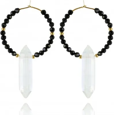 Image de Flamenco Mystique Boucles d'oreilles en acier inoxydable plaqué or avec cristal de roche KST2943