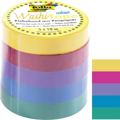 Produktbild von Folia Deko-Klebeband 10 mm x 10 m gelb pink lila blau grün