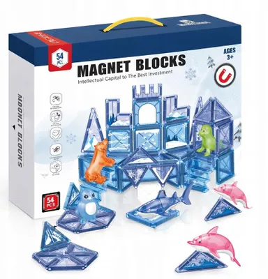 Zdjęcie produktu dla Klocki Magnetyczne Zestaw 54el. KONSTRUKTOR 3D Układanka Edukacyjna
