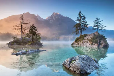 Produktbild von Wandbild HINTERSEE BAYERN 60x90 cm – Leinwandbild Keilrahmen Deko modern