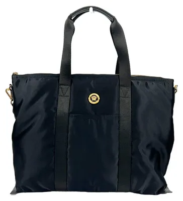 Image de Versace La Medusa cabas nylon noir, Méduse, sangle Greca