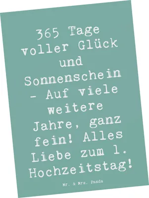 Produktbild von Mr. & Mrs. Panda Postkarte Spruch 1. Hochzeitstag Papierhochzeit - Meeresbrise - Geschenk, Ansichtskarten, Grußkarte, Hochzeit, Heirat, Designkarte, Heiraten, Geschenke