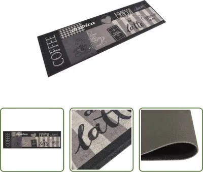 Produktbild von The Living Store Küchenteppich Waschbar Coffee Schwarz 45x150 cm Samt