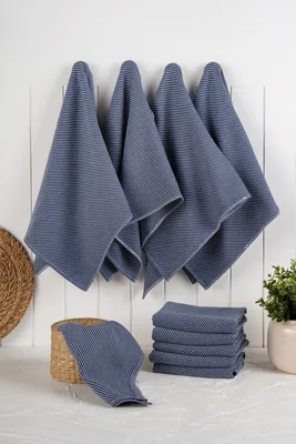Immagine prodotto di Hermia Concept, Eloise - Blu scuro, set di asciugamani da cucina (10 pezzi), 90% COTONE / 10% POLIESTERE, blu scuro, 43 x 76 x 3 cm