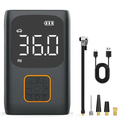 Produktbild von Kabellose Mini Luftpumpe 7,4V mit LCD, LED-Notlicht, Powerbank, 60W, Auto, Motorrad, Fahrrad & Ball