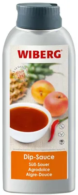 Zdjęcie produktu dla Wiberg Dip Sos Słodko-Kwaśny Wyciskany Butelka wegański bez laktozy 800g