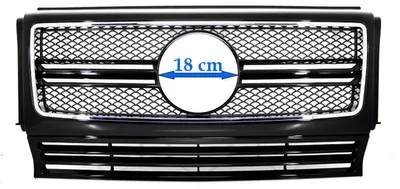 Imagen del producto de Rejilla delantera para Mercedes G W463, modelos de 1990 a 2018, G65, con acabado  brillante y marco cromado.