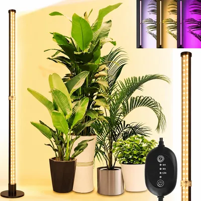 Produktbild von Pflanzenlampe LED Vollspektrum, 80CM 144LEDs Stehende Pflanzenlicht, Zimmerpflanzen Wachstumslampe, Grow Lampe 3 Lichtmodi Rot Blau mit Timer