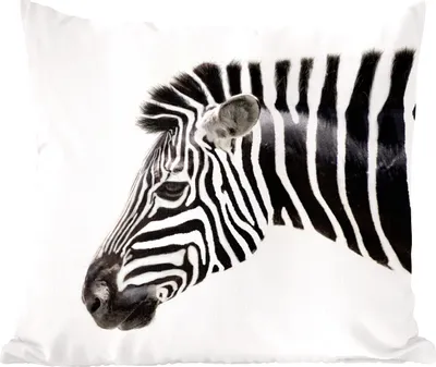 Produktbild von MuchoWow® Zierkissen Sofakissen Wohnzimmer Dekokissen 50x50 cm Zebra - Tiere - Weiß - Komfort - Sofakissen