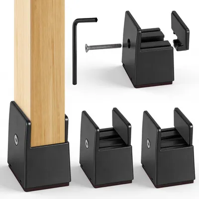 Productafbeelding van Bedversteller 5 cm - Verstelbare meubelpoten, 10-37 mm - Antislip meubelvoetverlenging - Geschikt voor zware belasting - Draagvermogen: 500 kg - Mat zwart