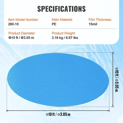 Productafbeelding van Solar Zwembadafdekking - Zwembadhoes - Warmtebeschermer - Afdekzeil - Bubbels - PE Materiaal