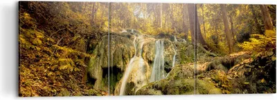 Produktbild von Bild auf Leinwand - Leinwandbild - Wald Wasserfall Natur Umwelt - 120x40cm - Wand Bild - Wanddeko - Leinwanddruck - Bilder - Kunstdruck - Wanddekoration - Leinwand bilder - Wandkunst - CA120x40-2959