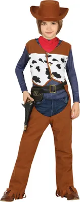 Produktbild von Cowboy Abenteuer Wildwest Cowboyhut Weste Holster Pistole Sheriff Rotes Halstuch, Größe: 110/116 Farbe: Blau