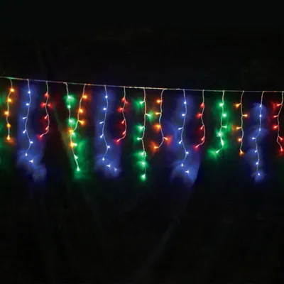 Immagine prodotto di Illuminazione natalizia a LED ACA «Stalattiti», 144 LED, 24 fili, RGB, alimentatore incluso, espandibile fino a 4 set, grado di protezione IP44, 300 x 60 cm, cavo di alimentazione trasparente da 3 m, X081441029