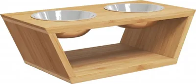 Zdjęcie produktu dla vidaXL Podwyższone miski dla psów 35,5x18x10,5 cm bambusowe