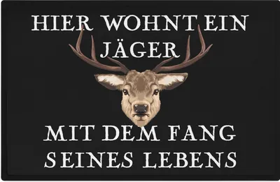 Produktbild von Trendation - Hier Wohnt Ein Jäger Fußmatte Geschenk für Jäger Lustiger Spruch Frundin Fussmatte 60x40 cm Jagen