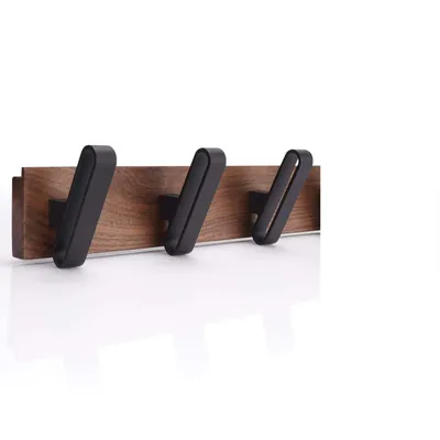 Produktbild von TECBULL® Wand Garderobe Walnussholz Deluxe, Exklusive Garderobenleiste