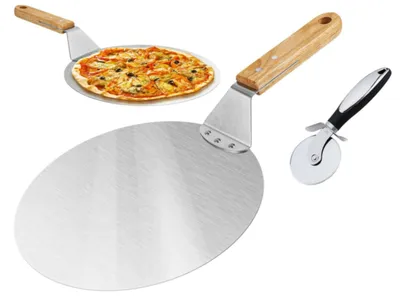 Produktbild von Pizzaschieber 10 Zoll aus Edelstahl mit Holzgriff