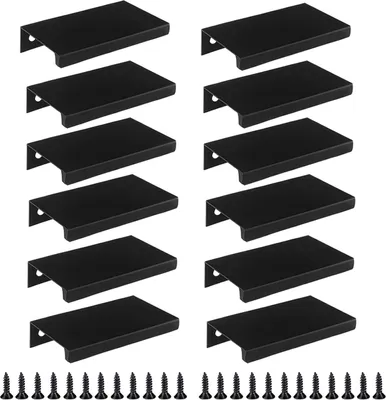 Produktbild von 12 Stück Küchenschrankgriff, 80 mm, schwarzer Möbelgriff, Aluminiumlegierung, Schubladengriff, Küchentürgriff (80 mm)