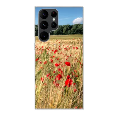 Produktbild von MuchoWow® Handyhülle Schutzhülle Hülle für Samsung Galaxy S22 Ultra Wilde Mohnblumen auf einem großen Feld Silikon Softcase Handy Hülle - Abbildung
