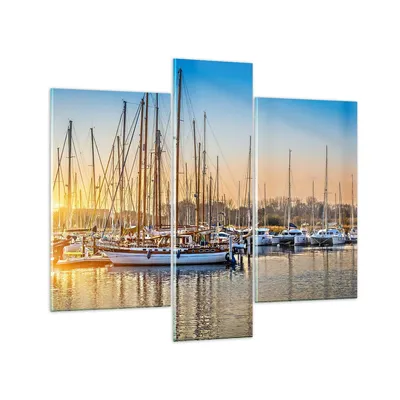 Produktbild von Bilder auf glas - Katamaran Yacht Anker Ankerplatz - 95x80cm - Glasbilder - Wandbilder - Kunstdruck - zum Aufhängen bereit - Wanddekoration aus Glas - Glas Bilder - Wandbild auf Glas - GCB95x80-3162