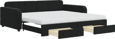 Produktbild von VidaXL 3197012, Sofabett, Schwarz, Schaum, Metall, Polyester, Holz, 2230 mm, 1100 mm