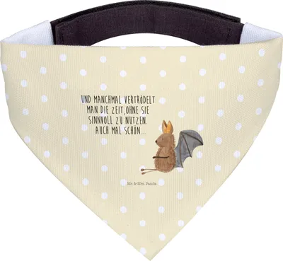 Produktbild von Mr. & Mrs. Panda Hundehalstuch Fledermaus Sitzen - Gelb Pastell - Geschenk, Halstuch Hund, Hunde, Hunde-Bandana, Fledermäuse, Motivation, Entspannen, Lustige Sprüche