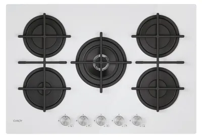 Productafbeelding van Candy Moderna CVG74WTW, Wit, Inbouw, 74,5 cm, Gas, Gehard glas, 5 zones
