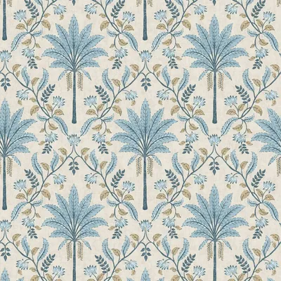 Immagine prodotto di Holden Décor - Carta da parati "Orizzonti d'Oriente", traliccio di palme AG3728 (10 m x 53 cm) (Blu)