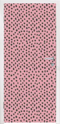 Produktbild von MuchoWow® Türtapete Selbstklebende Türfolie Polka dots - Rosa - Schwarz 85x215 cm Türposter Türaufkleber Klebefolie Türklebefolie - Aufkleber für türen - Türplakat - Dekoration