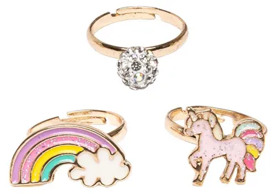 Immagine prodotto di Anelli per bambini Unicorno e arcobaleno Tiny - Taglia unica - Rosa | by Great Pretenders