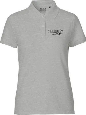 Produktbild von Huuraa Damen Polo Shirt Strausberg verliebt XS Sport Grey Bio Baumwolle Fairtrade Poloshirt Geschenkidee