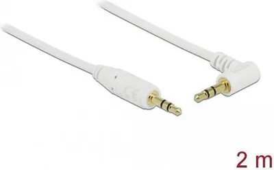 Produktbild von DELOCK Klinkekabel 3,5mm 3 Pin St/St gewinkelt 2.00m weiß