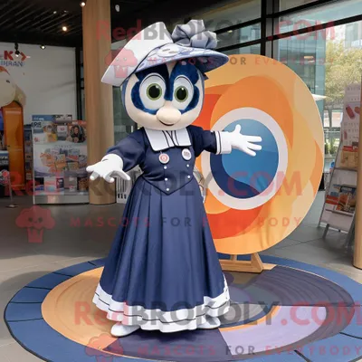 Obrázok produktu pre Postava maskota REDBROKOLY, konkrétne postava "Navy Plate Spinner" v maxi šatách a čelenke