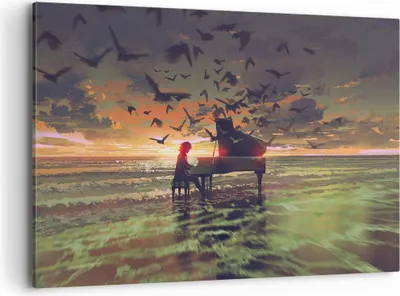 Produktbild von Bild auf Leinwand - Leinwandbild - Klaviermusik - 120x80cm - Wand Bild - Wanddeko - Wandbilder - Leinwanddruck - Bilder - Kunstdruck - Wanddekoration - Leinwand bilder - Wandkunst - AA120x80-3911