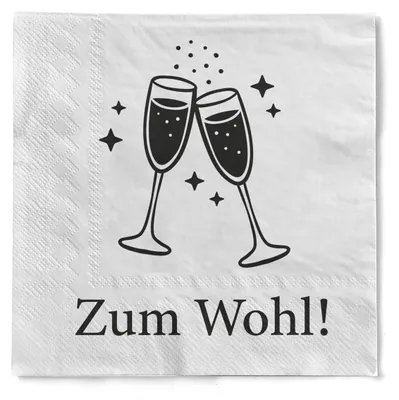 Produktbild von Sovie HOME Serviette "Zum Wohl" aus Tissue 33 x 33 cm, 3-lagig, 1/4 Falz, 20 Stück